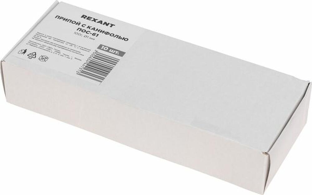 REXANT 09-3171 Припой с канифолью ПОС-61, 100г, Ø1мм, (олово 61%, свинец 39%), катушка REXANT