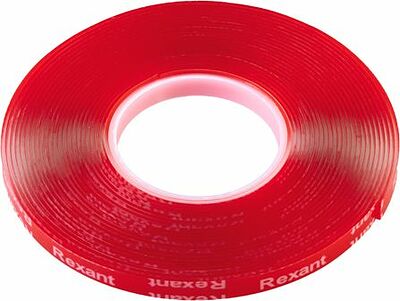 REXANT 09-6055 Лента клейкая двухсторонняя прозрачная, на VHB акриловой основе, 6 мм х 5 м REXANT