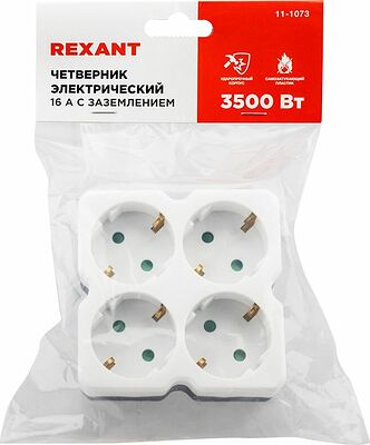 REXANT 11-1073 Четверник электрический 16А с/з белый REXANT