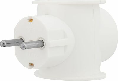 REXANT 11-1080 Тройник электрический универсальный 16А одно гнездо с/з белый REXANT