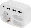 REXANT 11-1250 Тройник электрический 16А с/з + 2х2,5А + 3хUSB-A 2,4А + USB Type-C 3А, белый REXANT