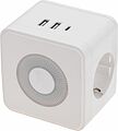 REXANT 11-1251 Двойник электрический Куб 16А с/з + 2хUSB-A 2,4А + USB Type-C 3А с ночной подсветкой, белый REXANT