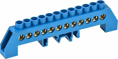 REXANT 11-2318 Шина «N» нулевая в комбинированном синем изоляторе на DIN-рейку 8x12мм 12 групп REXANT