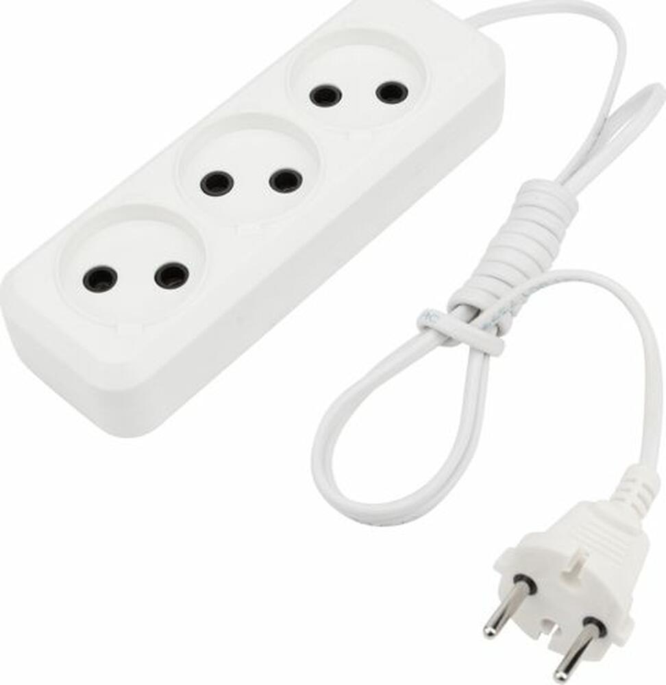 REXANT 11-8731 Удлинитель 3 гнезда, 1,5м, 2х0,75мм², б/з, белый REXANT