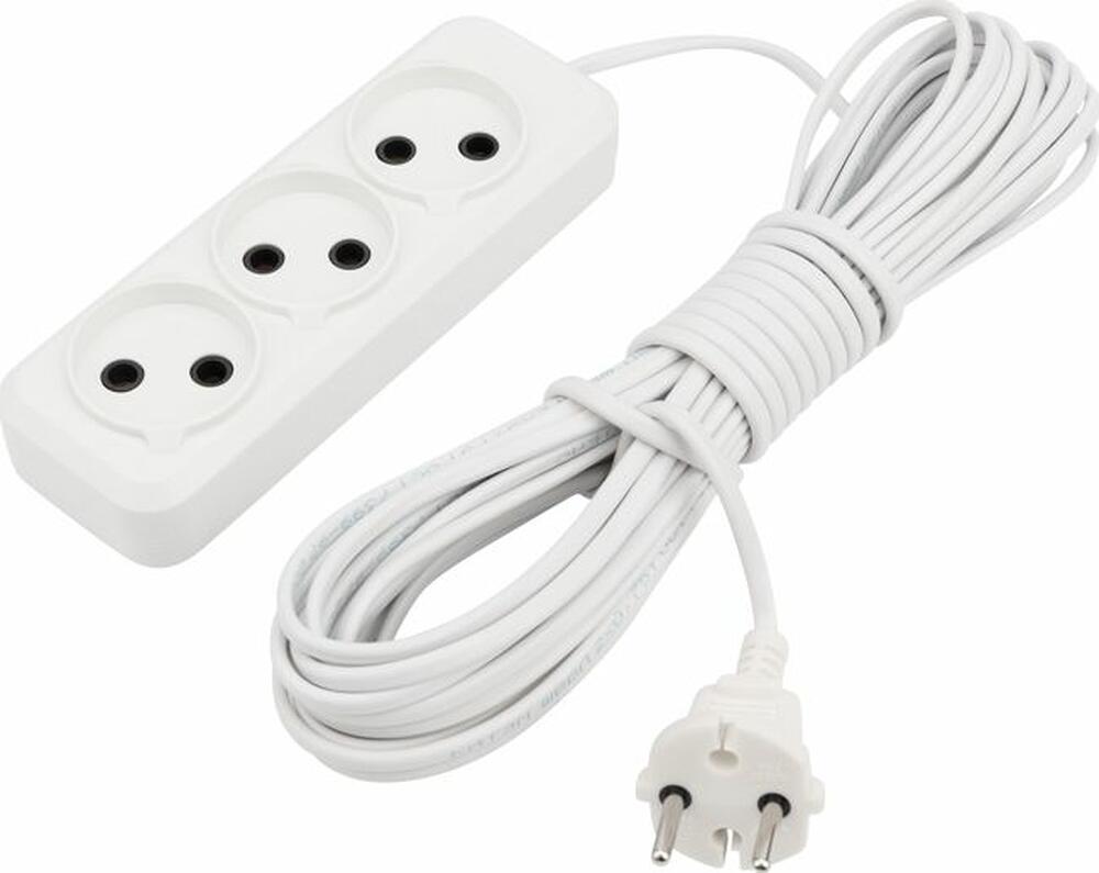 REXANT 11-8732 Удлинитель 3 гнезда, 10м, 2х0,75мм², б/з, белый REXANT