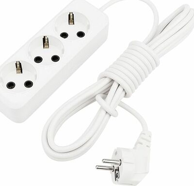 REXANT 11-8735 Удлинитель 3 гнезда, 5м, 3х1,0мм², с/з, белый REXANT