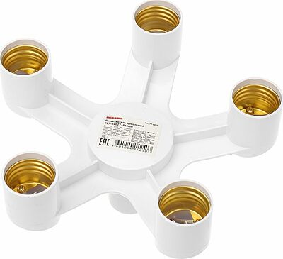 REXANT 11-8865 Разветвитель цокольный Е27-5хЕ27 белый REXANT