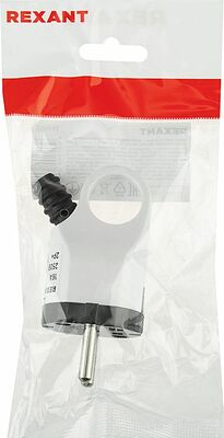 REXANT 11-8952 Вилка Евро угловая с з/к 16А с кольцом бело-черная REXANT