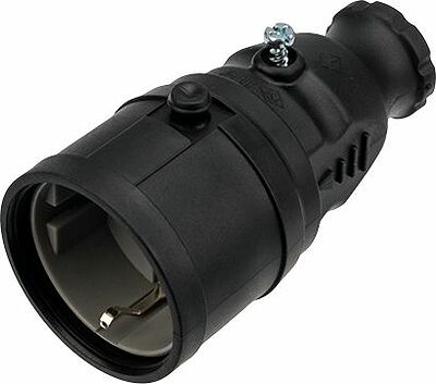REXANT 111-005 Розетка влагозащищенная переносная 1 гнездо, с/з, 16А, IP20/44 каучук, черная REXANT