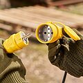 REXANT 111-122 Розетка влагозащищенная переносная с крышкой 1 гнездо, с/з, 16А, IP54, каучук, желтая REXANT