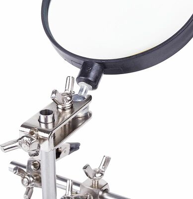 REXANT 12-0254 Держатель Третья рука, 2 зажима, лупа 90мм (3х), чугун REXANT