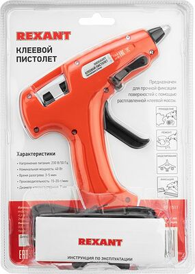 REXANT 12-1511 Пистолет клеевой, 40Вт, Ø7мм, ЭКСПЕРТ, блистер REXANT