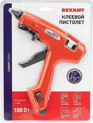 REXANT 12-1530 Пистолет клеевой, 100Вт, Ø11мм, ЭКСПЕРТ, блистер REXANT