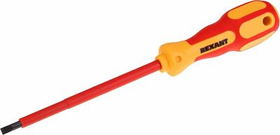 REXANT 12-4713 Отвертка шлицевая диэлектрическая SL5х125мм, до 1000В, двухкомпонентная рукоятка REXANT