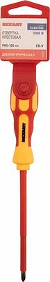 REXANT 12-4716 Отвертка крестовая диэлектрическая PH0х100мм, до 1000В, двухкомпонентная рукоятка REXANT