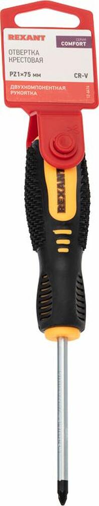 REXANT 12-6414 Отвертка крестовая PZ1х75мм, двухкомпонентная рукоятка REXANT
