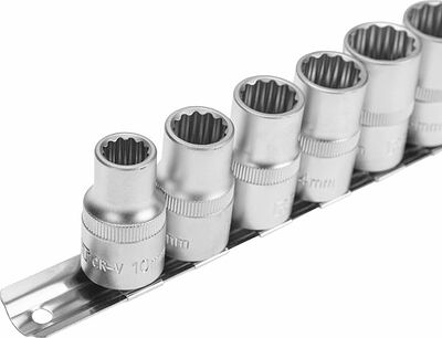 REXANT 12-8304 Набор торцевых головок 1/2, двенадцатигранные, CrV, 10 шт., 10-24мм REXANT