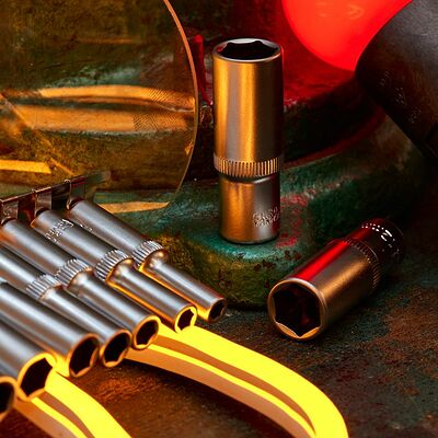 REXANT 12-8318 Набор удлиненных торцевых головок 1/4, шестигранные, CrV, 10 шт., 4-13мм REXANT