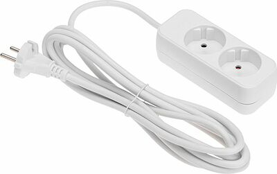 REXANT 13-4001 Удлинитель STANDARD 2 гнезда, 3м, 2х1,0мм², б/з, белый REXANT