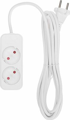 REXANT 13-4001 Удлинитель STANDARD 2 гнезда, 3м, 2х1,0мм², б/з, белый REXANT