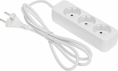REXANT 13-4006 Удлинитель STANDARD 3 гнезда, 1,5м, 2х1,0мм², б/з, белый REXANT