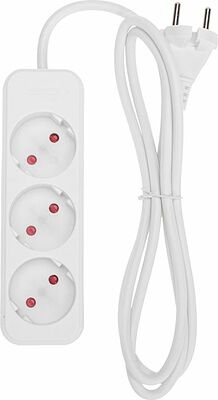 REXANT 13-4006 Удлинитель STANDARD 3 гнезда, 1,5м, 2х1,0мм², б/з, белый REXANT