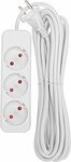 REXANT 13-4008 Удлинитель STANDARD 3 гнезда, 5м, 2х1,0мм², б/з, белый REXANT