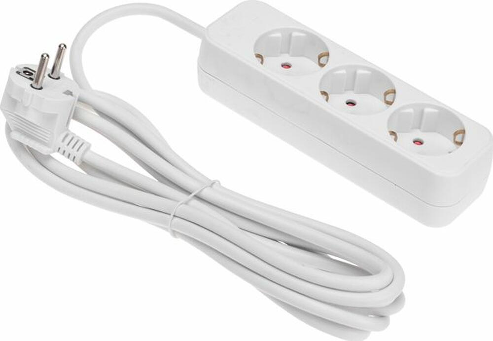 REXANT 13-4010 Удлинитель STANDARD 3 гнезда, 3м, 3х1,0мм², с/з, белый REXANT