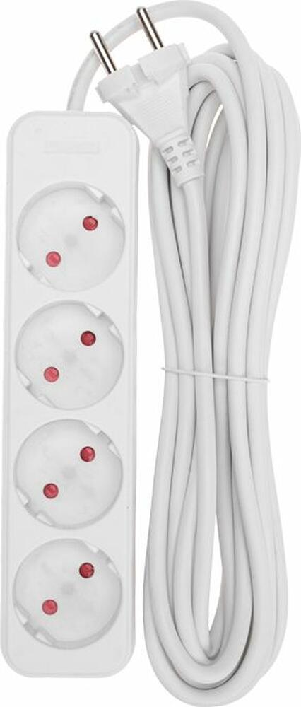 REXANT 13-4025 Удлинитель STANDARD 4 гнезда, 5м, 2х1,0мм², б/з, белый REXANT