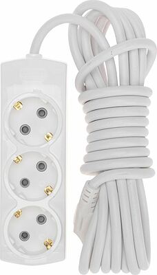 REXANT 13-4102 Удлинитель PREMIUM 3 гнезда, 5м, 3х1,5мм², с/з, белый REXANT