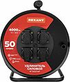 REXANT 13-5016 Удлинитель силовой КГ на катушке 4 гнезда, с/з, 50м, 3х2,5мм², IP44 с термозащитой, c защитными крышками, металлическая катушка REXANT
