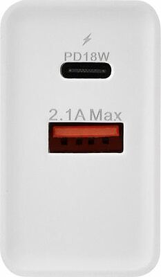 REXANT 16-0278 Сетевое зарядное устройство Type-C + USB 3.0 с Quick charge, белое REXANT
