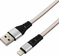 REXANT 18-7056 Кабель USB-A – Lightning, 2,4A, 1м, в белой нейлоновой оплетке, плоский REXANT