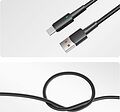 REXANT 18-7064 Кабель USB-A – Type-C, 6А, 66Вт, 1м, в черной нейлоновой оплетке, со световой индикацией REXANT