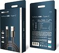 REXANT 18-7064 Кабель USB-A – Type-C, 6А, 66Вт, 1м, в черной нейлоновой оплетке, со световой индикацией REXANT
