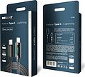 REXANT 18-7068 Кабель Type-C – Lightning, 3А, 1м, в черной нейлоновой оплетке, с LED-дисплеем REXANT