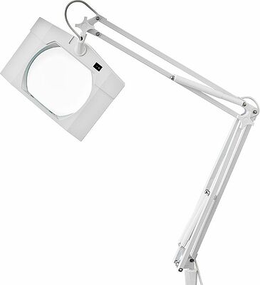 REXANT 31-0111 Лупа на струбцине квадратная 5D с подсветкой, 150х180мм, белая REXANT