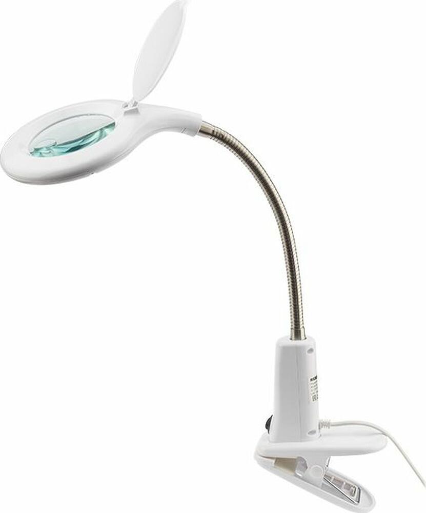 REXANT 31-0244 Лупа настольная 3D+12D с подсветкой 40 LED, прищепка, ø100мм, белая REXANT