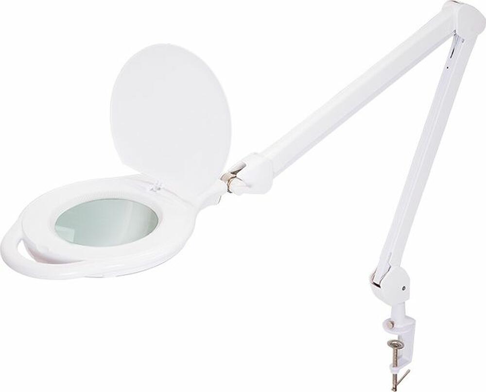 REXANT 31-0535 Лупа на струбцине круглая 5D с подсветкой 96 SMD LED, теплый и холодный свет, ø127мм, белая REXANT