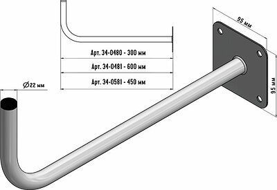 REXANT 34-0480 Кронштейн эфирный Г-образный, 30см REXANT 