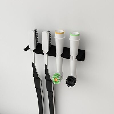 REXANT 38-0695 Держатель для хранения зубных щеток и насадок, монтаж без сверления, черный REXANT