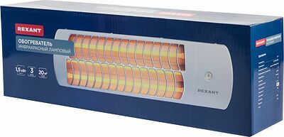 REXANT 60-0060 Обогреватель электрический инфракрасный панельный 1,5кВт с кварцевыми лампами в стальном корпусе с регулировкой мощности REXANT