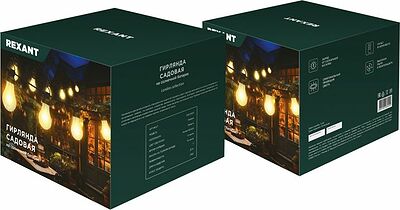 REXANT 602-2423 Гирлянда садовая Канэри, 20м, 3000К, встроенный аккумулятор, солнечная панель, коллекция Лондон REXANT