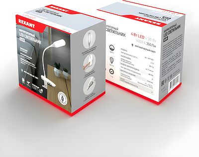 REXANT 609-001 Светильник настольный Click 4Вт, LED, 4000К, диммируемый 3 ступени, заряжаемый, на прищепке, белый REXANT