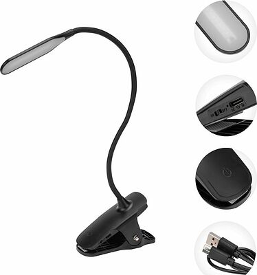 REXANT 609-033 Светильник настольный Click 4Вт, LED, 4000К, диммируемый 3 ступени, заряжаемый, на прищепке, черный REXANT