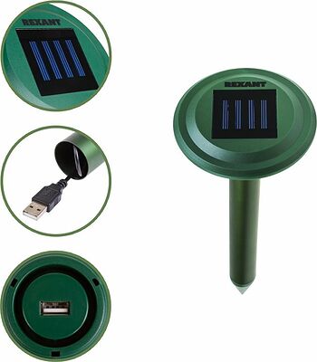 REXANT 71-0007 Ультразвуковой отпугиватель кротов R 30м на солнечной батарее REXANT