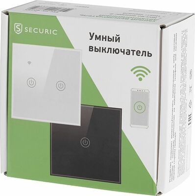 SECURIC SEC-HV-802B2 Умный Wi-Fi выключатель двухкнопочный черный SECURIC