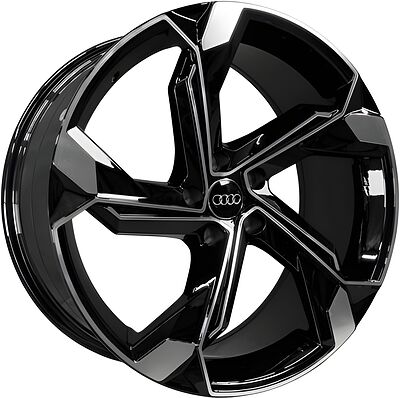 Hengder 5108 9x20 5x112 ET 37 Dia 66 Clear powder gloss black machined face