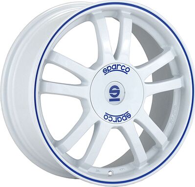 Sparco Rally 7x16 5x108 ET 40 Dia 75 WHITE + BLUE LIP