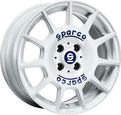 Sparco Terra 7x16 4x100 ET 37 Dia 63.3 WHITE BLUE LETTERING